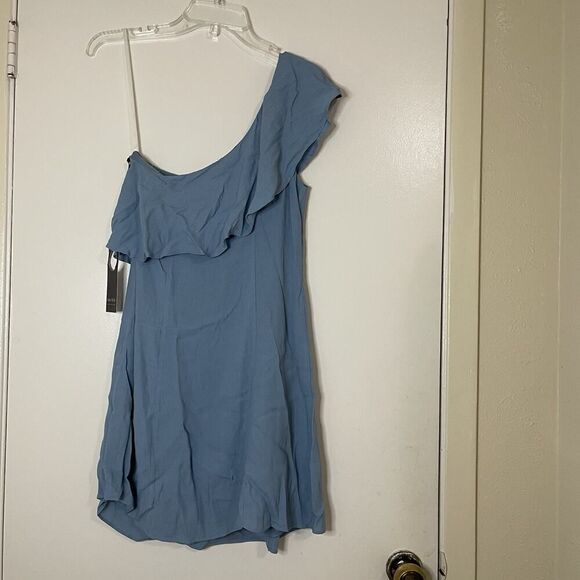 NEW! Revolve Privacy Please blue ruffle one shoulder mini dress Small - Picture 7 of 7